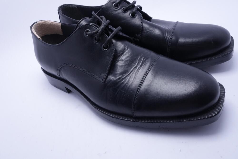 Viktor & Rolf Shoes Mens Size 9 Black Leather Cap Toe Derby Dress Made Italy
